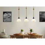 Eglo 43192 Rampside több ágú függeszték, 3 db borostyán üvegburával, kötél elemekkel, fekete, E27 foglalattal, max. 3x28W, IP20