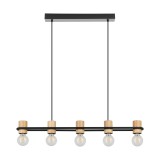 Eglo 43541 Chieveley több ágú függeszték, fa díszítéssel, fekete, E27 foglalattal, max. 5x40W, IP20