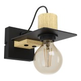 Eglo 43753 Bramerton fali lámpa, falikar, fekete részletekkel, fa, E27 foglalattal, max. 1x40W, IP20