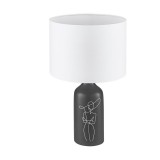 Eglo 43823 Vinoza asztali lámpa, női motívummal díszített fekete lámpatest, textil bura, fehér, E27 foglalattal, max. 1x40W, IP20