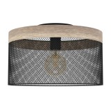 Eglo 43832 Kilnsdale mennyezeti lámpa, fémrács burával, fa részletekkel, fekete, E27 foglalattal, max. 1x40W, IP20