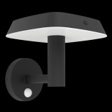 Eglo 901071 Dreoli kültéri fali lámpa, mozgásérzékelős, fekete, 970 lm, 3000K melegfehér, SOLAR-beépített LED, 8,5W, IP44