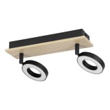 Eglo 901203 Rielves mennyezeti lámpa, fekete, 1000 lm, 3000K melegfehér, beépített LED, 2x4,2W, IP20