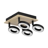 Eglo 901205 Rielves mennyezeti lámpa, fekete, 2000 lm, 3000K melegfehér, beépített LED, 4x4,2W, IP20