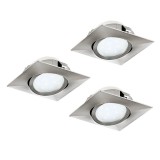 Eglo 95846 Pineda beépíthető lámpa, nikkel, 3X500 lm, 3000K melegfehér, beépített LED, 3x6W, IP20