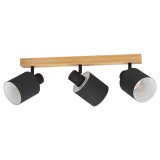 Eglo 99491 Batallas fali/mennyezeti lámpa, fa részletekkel, 3 lámpafejjel, fekete, E27 foglalattal, max. 3x10W, IP20