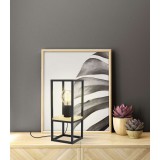 Eglo 99797 Libertad asztali lámpa, fa részletekkel, fekete, E27 foglalattal, max. 1x40W, IP20