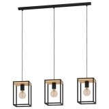 Eglo 99855 Libertad több ágú függeszték, fa részletekkel, fekete, E27 foglalattal, max. 3x40W, IP20