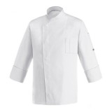 egochef Szakácskabát - fehér, hosszú ujjú, rejtett patentos, karcsúsított
