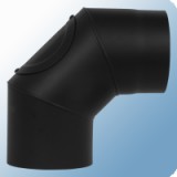 Egyéb Acél füstcső könyök tisztítós 90° 120mm, 2mm, fekete