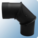 Egyéb Acél füstcső könyök tisztítós, állítható 90°-45° 130mm, 2mm, fekete
