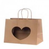 Egyéb Ajándék tasak szív alakú ablakkal papír 16 cm x 14 cm x 8 cm natúr [12 db]