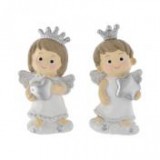 Egyéb Angyal szívvel, csillaggal, álló, poly, 3,5x1,5x7 cm, fehér, ezüst, 2 féle