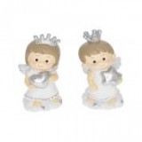 Egyéb Angyal szívvel, csillaggal álló, poly, 3,5x3,5x7 cm, fehér, ezüst, 2 féle