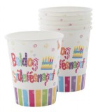 Egyéb Boldog születésnapot papír pohár, 250ml, 6 db/csomag, vidám színek