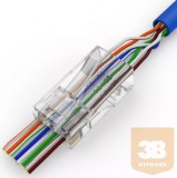 Egyéb Cat5e UTP EZ-RJ45 "pass-through" csatlakozó (8p8c) tömör kábelre, "3 késes"