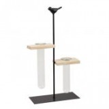 Egyéb Dekoráció madárral, kémcsővel fém, üveg 17 cm x 31 cm fekete