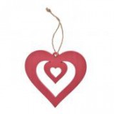Egyéb Dupla szív akasztós fa 10cm piros