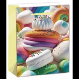 Egyéb Édesség mintás Szalagfüles papír ajándéktasak (26 x 32 cm) - Mintás (370604)