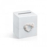 Egyéb Esküvői kártyadoboz szív alakú dísszel papír 24 cm x 24 cm x 24 cm fehér-krém