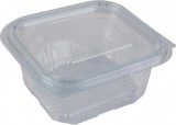 Egyéb Ételtároló doboz, egybefedeles, műanyag, szögletes, 375 ml, 100 db, "Party", víztiszta