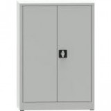 Egyéb Fémszekrény, erős acéllemez, kétajtós, 115x80x40 cm, két polcos, világosszürke