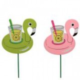 Egyéb Flamingó betűzős fa 7 cm x 7,5 cm rózsaszín, zöld [12 db]