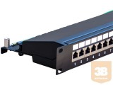 Egyéb FTP Cat6 patch panel, 24 portos, tálcás, porvédő fedéllel