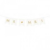 Egyéb Girland felirattal "Mr Mrs" papír 15 cm x 85 cm fehér, arany