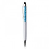 Egyéb Golyóstoll, krémfehér, felül aquakék SWAROVSKI® kristályokkal töltve, TOUCH, 14 cm, ART CRYSTELLA®