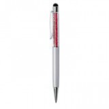 Egyéb Golyóstoll, krémfehér, felül siam piros SWAROVSKI® kristályokkal töltve, TOUCH, 14 cm, ART CRYSTELLA®