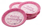 EGYÉB GYÁRTÓ "Boldog Születésnapot" 23 cm-es rózsaszín papír tányér