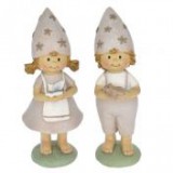 Egyéb Gyerek fiú,lány békával,pillangóval álló poly 5,5 cm x 5 cm x 17,5 cm bézs, fehér 2 féle