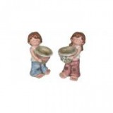 Egyéb Gyerek fiú, lány ültethető kaspóval álló kerámia 22 cm x 25 cm x 45 cm rózsaszín, kék 2 féle