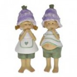 Egyéb Gyerek fiú,lány virágsapkában álló poly 6,5 cm x 5 cm x 17 cm zöld, fehér, lila 2 féle