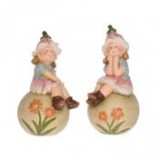 Egyéb Gyerek virág sapkában ülő kerámia 9 cm x 10,5 cm x 18 cm rózsaszín, kék 2 féle