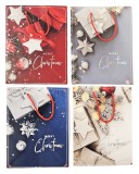 Egyéb Karácsonyi ajándéktáska 23x18x10cm, közepes, ajándékdobozos mintával, 4 féle