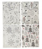 Egyéb Karácsonyi ajándéktáska 23x18x10cm, közepes, fehér, fekete mintával, 4 féle