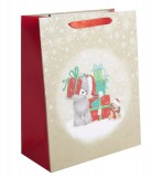 Egyéb Karácsonyi ajándéktáska 23x18x10cm, közepes, glitteres, maci ajándékokkal