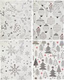 Egyéb Karácsonyi ajándéktáska 32x26x10cm, nagy, fehér, fekete mintával, 4 féle