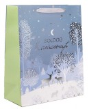 Egyéb Karácsonyi ajándéktáska 32x26x12cm, nagy, kék-fehér, Boldog Karácsonyt!