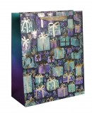 Egyéb Karácsonyi ajándéktáska 32x26x12cm, nagy, kék-lila ajándékcsomagok