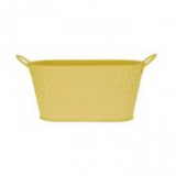 Egyéb Kaspó füllel ovális, mintás fém 22,5 cm x 13 cm x 18 cm sárga