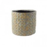 Egyéb Kaspó kerek 3D mintás kerámia 20 cm x 18 cm mustársárga,szürke