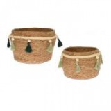 Egyéb Kosár bojtokkal vessző 32 cm x 24 cm x 29 cm natúr [2 db]
