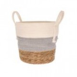 Egyéb Kosár fogantyúval vessző 27 cm x 27 cm x 23 cm natúr, fehér, szürke