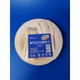 EGYÉB KÜLFÖLDI 14699 6 személyes lapostányér kés villa natúr fa party szett (14699)