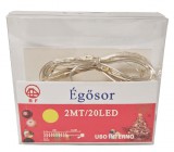 Egyéb LED fénysor, 20 LED-es, 2m-es, melegfehér