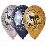 Egyéb Léggömb, 33 cm, "Happy New Year", 3 különböző szín [10 db]
