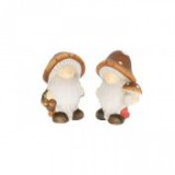 Egyéb Manó gombával álló kerámia 12,5 cm x 8,5 cm x 16,5 cm barna, fehér 2 féle